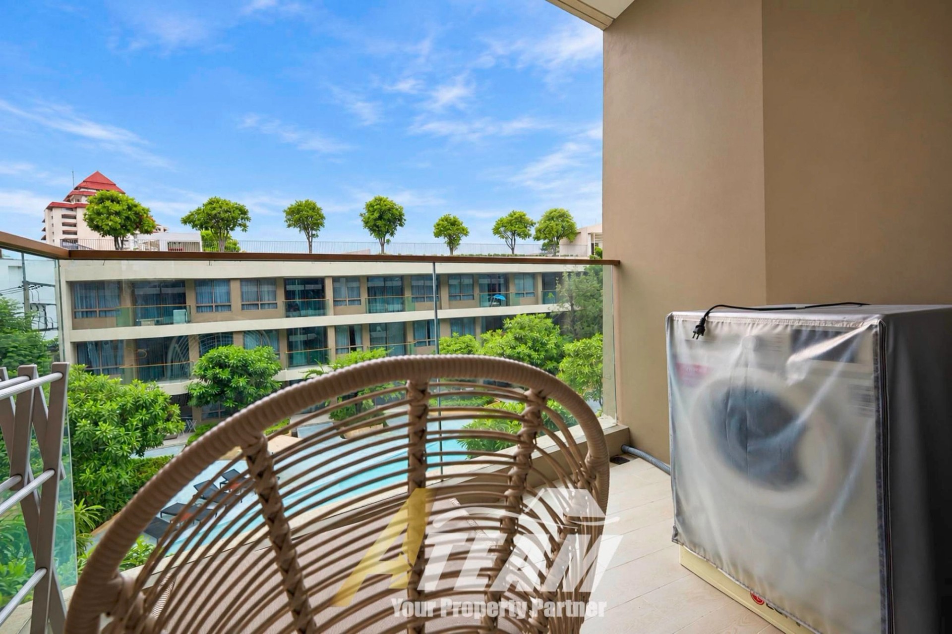 Appartement moderne 1 chambre avec vue sur piscine à louer à la résidence Veranda de Hua Hin