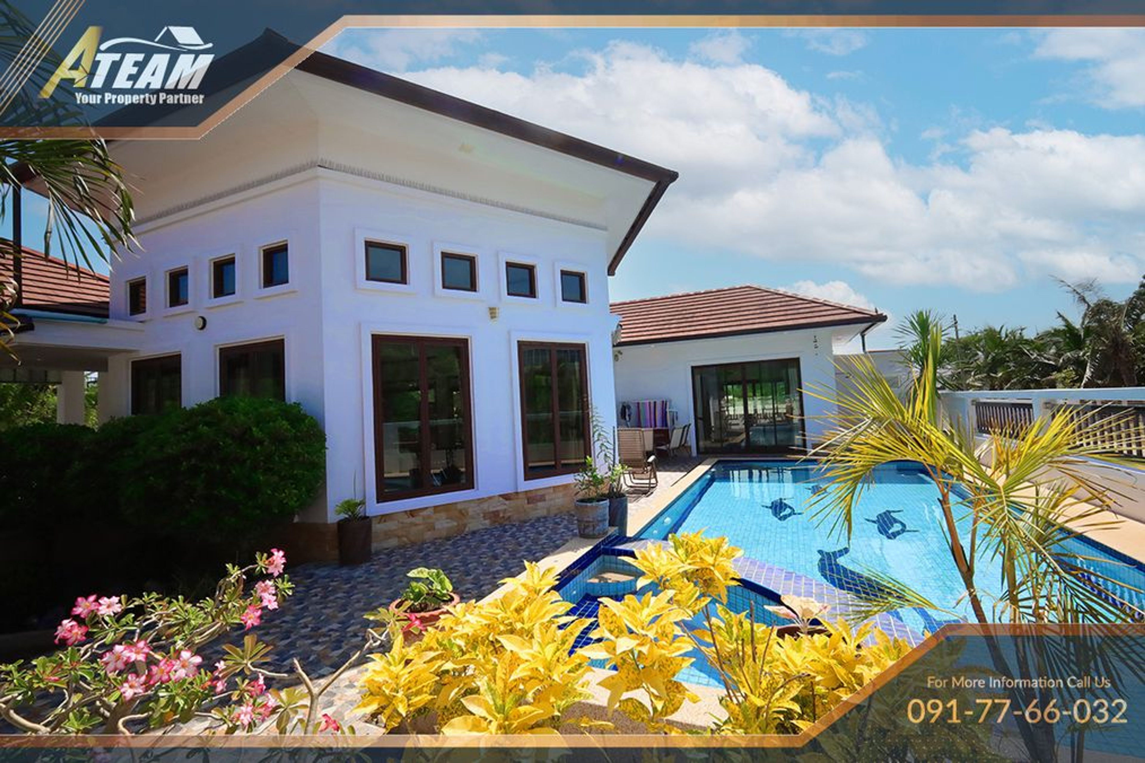 For Rent 3-Bed Pool Villa with Glass Garden Room in Soi 102