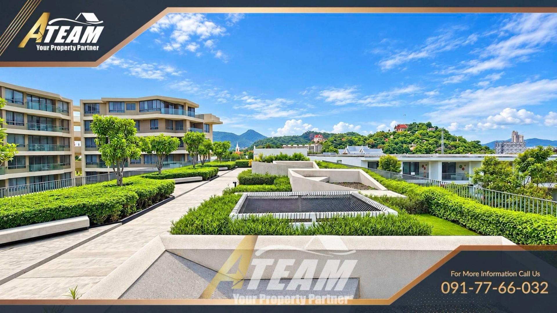 Appartement moderne 1 chambre avec vue sur piscine à louer à la résidence Veranda de Hua Hin