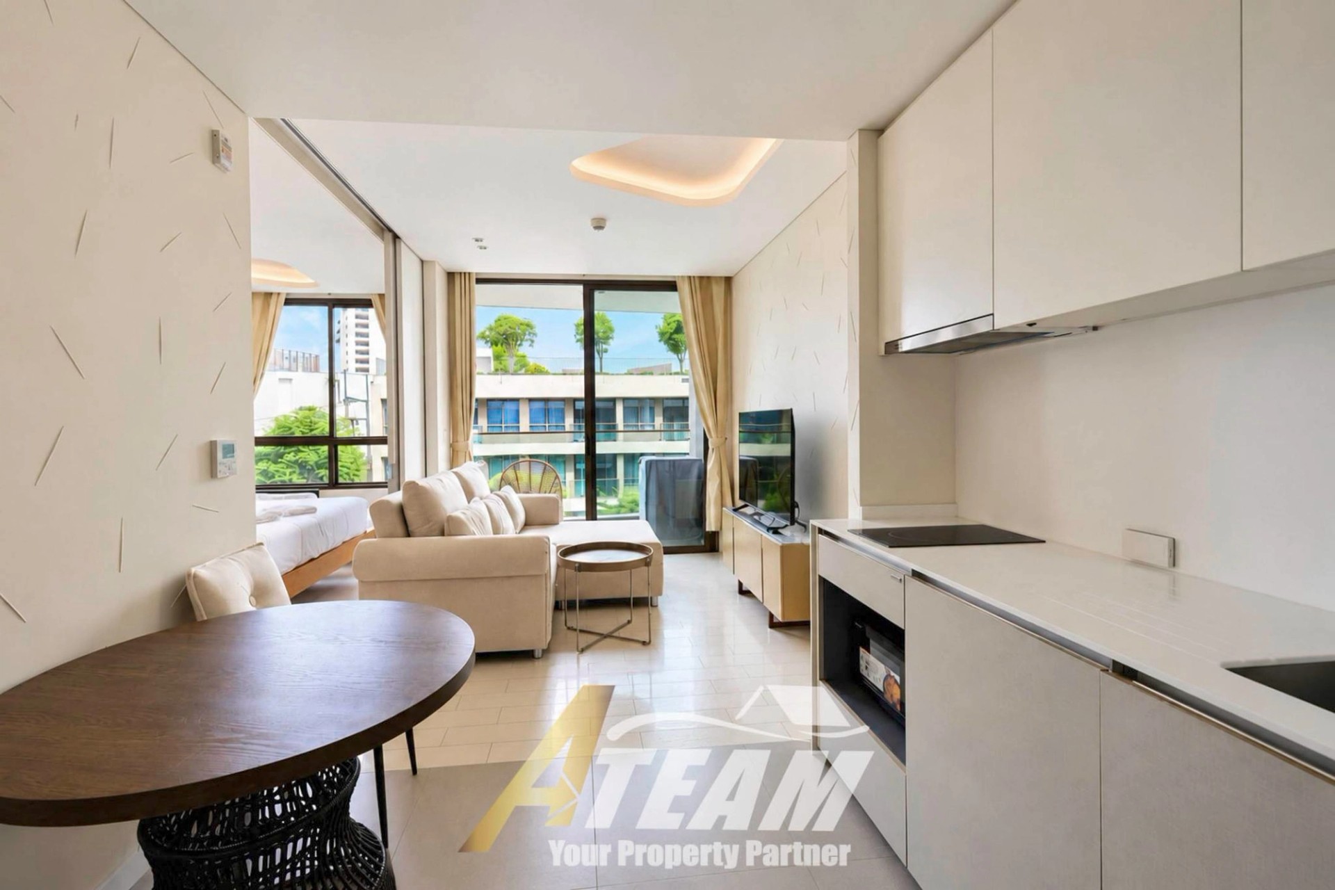 Appartement moderne 1 chambre avec vue sur piscine à louer à la résidence Veranda de Hua Hin