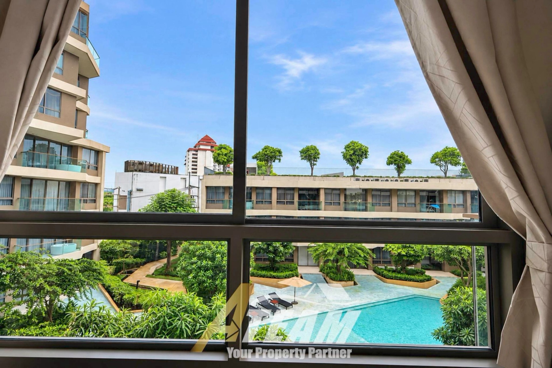 Appartement moderne 1 chambre avec vue sur piscine à louer à la résidence Veranda de Hua Hin