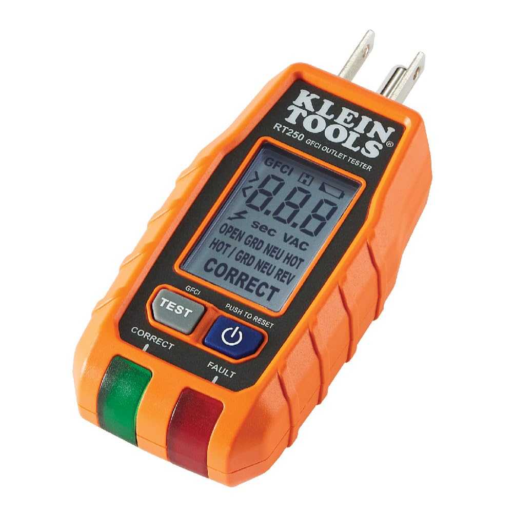 Klein Tools RT250 GFCI Outlet Tester w/ Backlit LCD Display
