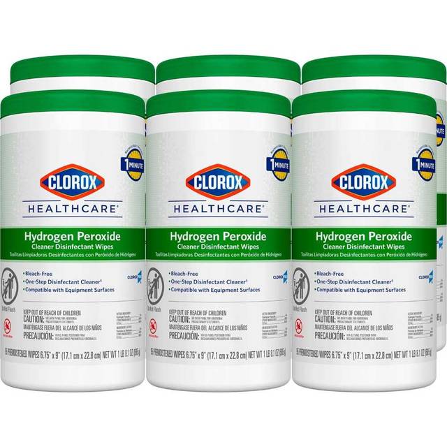 6-Pack Clorox Healthcare 6.75" x 9" Hydrogen Peroxide Disinfectant Wipes (95 Sheets/Canister)