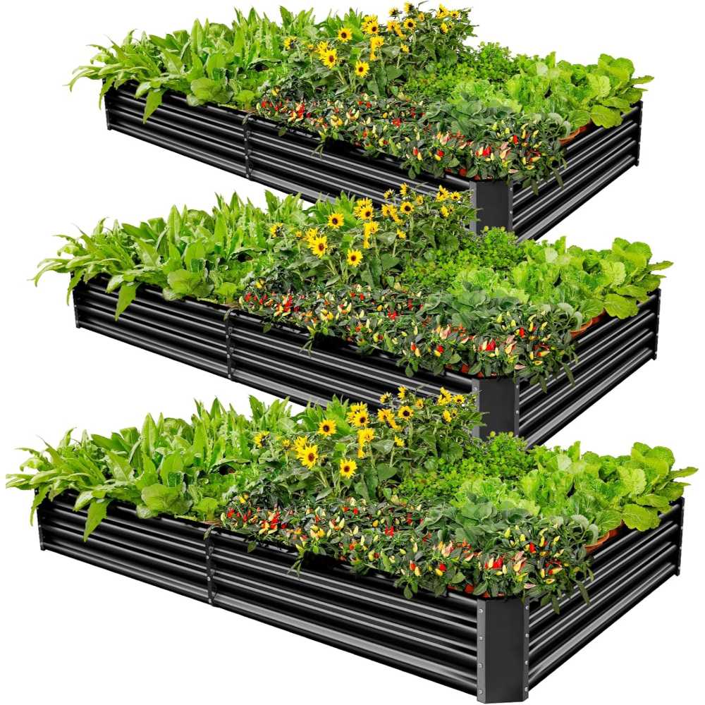3-Pack Land Guard Galvanized Raised Garden Bed (6' x 3' x 1')