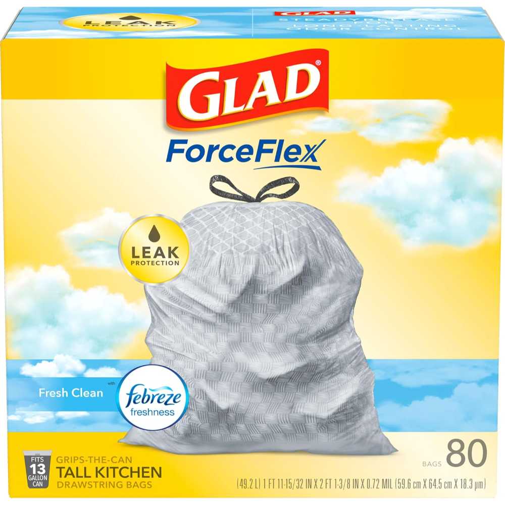 80-Pack Glad ForceFlex 13-Gallon Garbage Bags (Febreeze Fresh Clean)