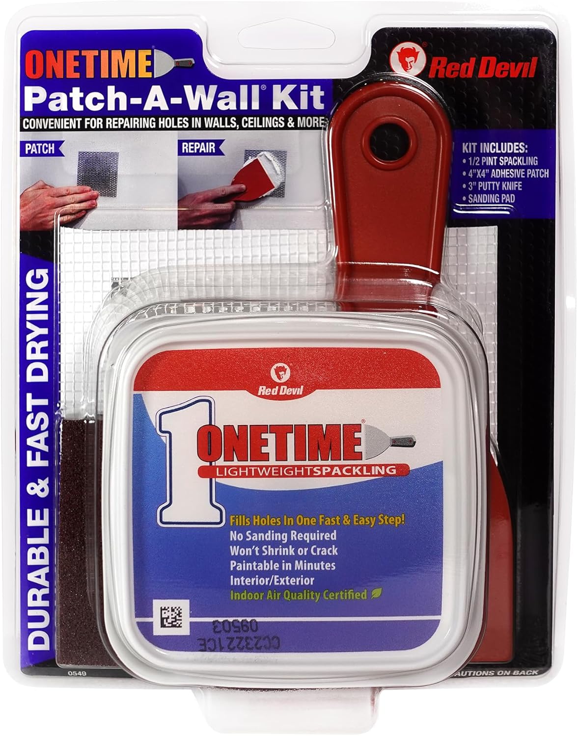 Prime: Red Devil ONETIME Lightweight Spackling Patch-A-Wall Kit