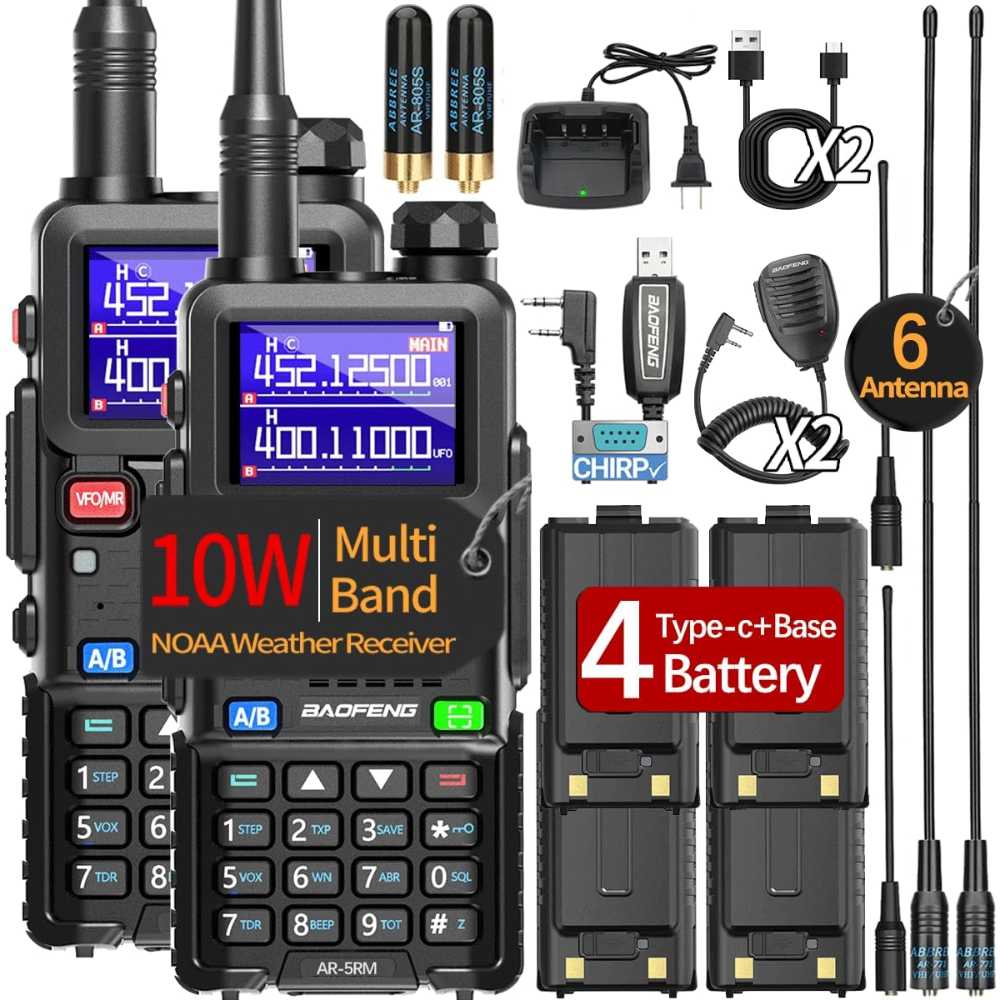 2-Pack Baofeng UV-5RM 10W Ham Radio w/ AR-771 High-Gain Antennas + 4x 2500mAh Batteries