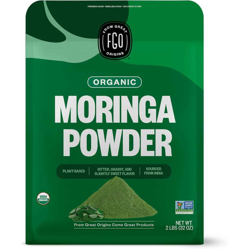 FGO Organic Moringa Powder Bulk Pouch, 32 oz.