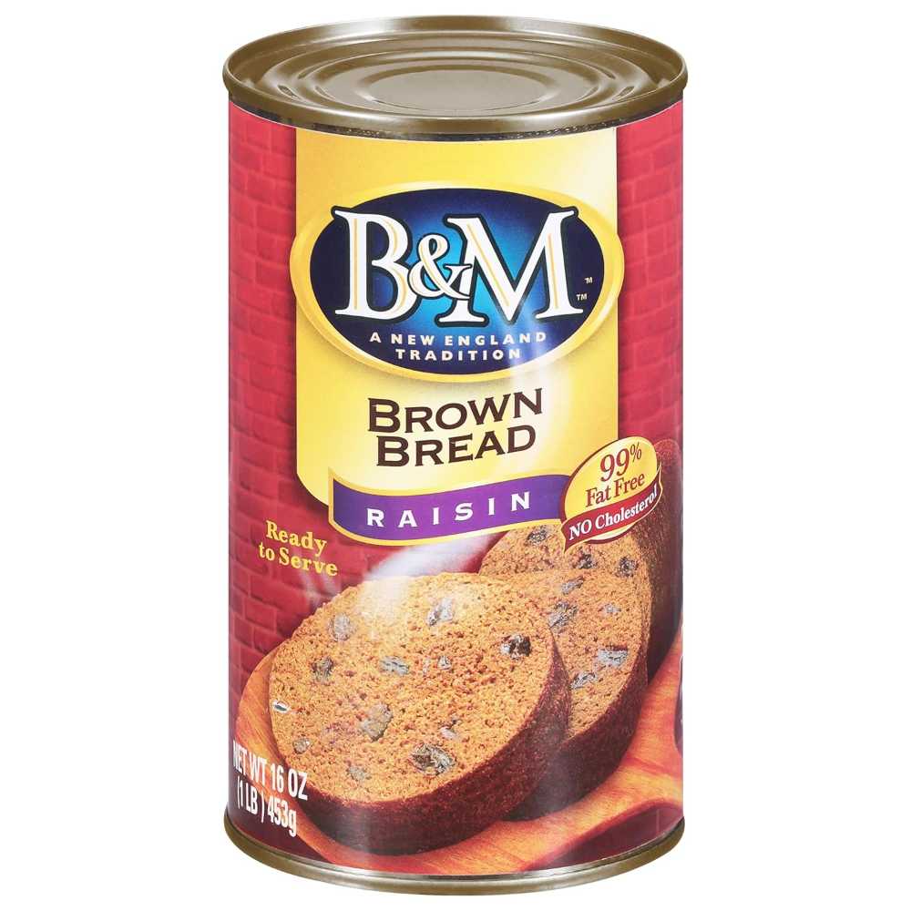 12-Pack B&M Canned Brown Raisin Bread, 16 oz.