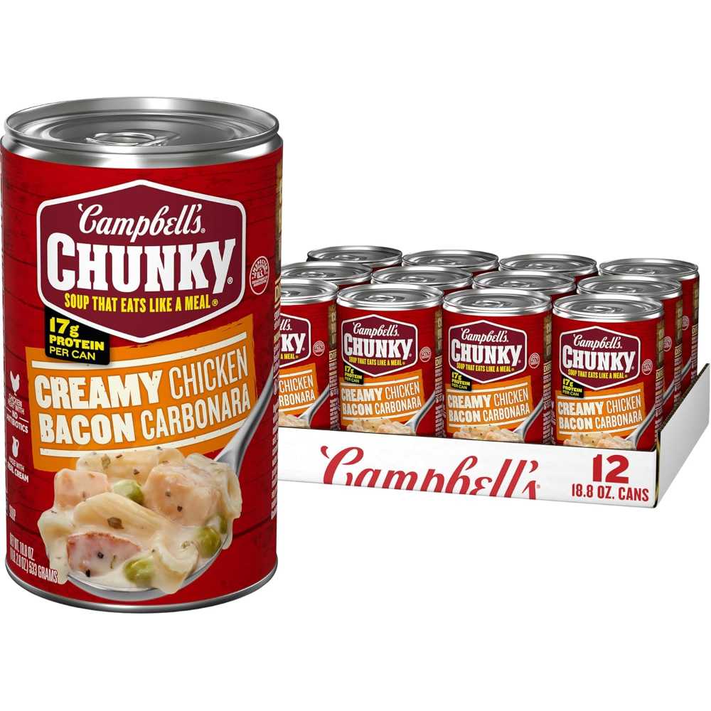 12-Pack Campbell's Chunky Creamy Chicken Bacon Carbonara Soup, 18.8 oz.