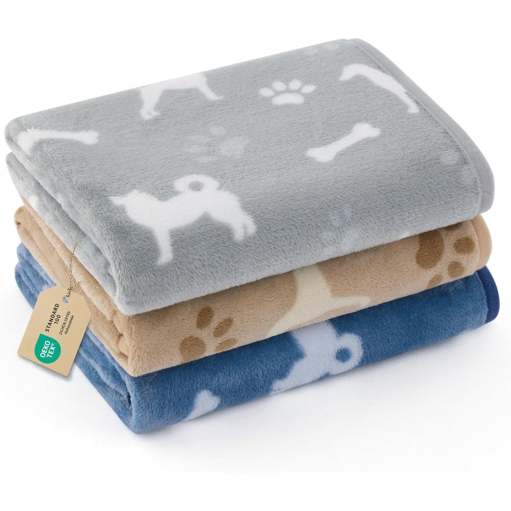 3-Pack Bedsure 23" x 16" Flannel Fleece Dog Blanket