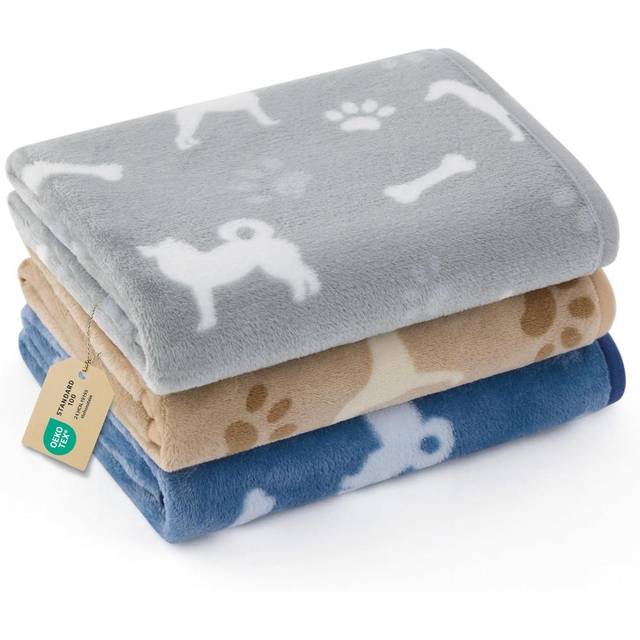 3-Pack Bedsure 23" x 16" Flannel Fleece Dog Blanket