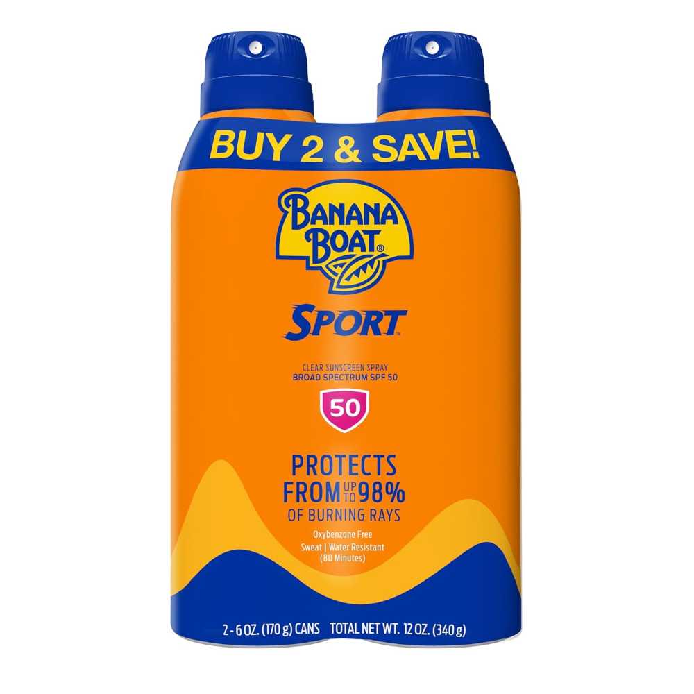 2-Pack Banana Boat Sport SPF 50 Sunscreen Spray, 6 oz.