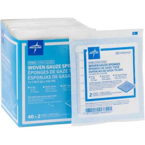 80-Pack Medline Sterile 3" x 3" 12-Ply Gauze Sponges