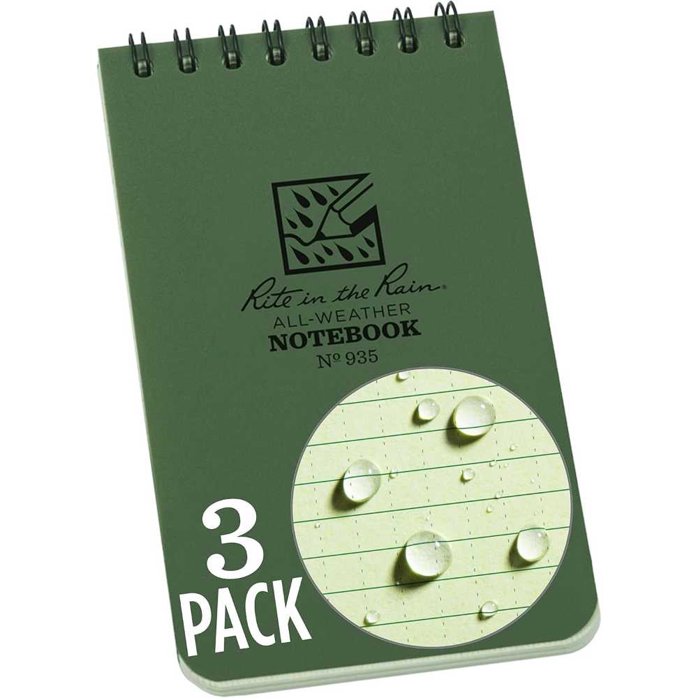 3-Pack Rite in the Rain Weatherproof 3" x 5" Top-Spiral Notebook (Various Colors)