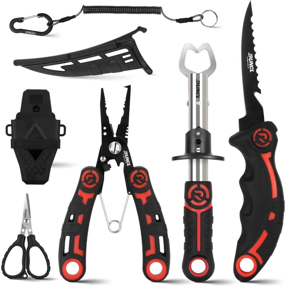 Runcl 4-Piece Fishing Tool Kit (Knife, Gripper, Pliers, Scissors)