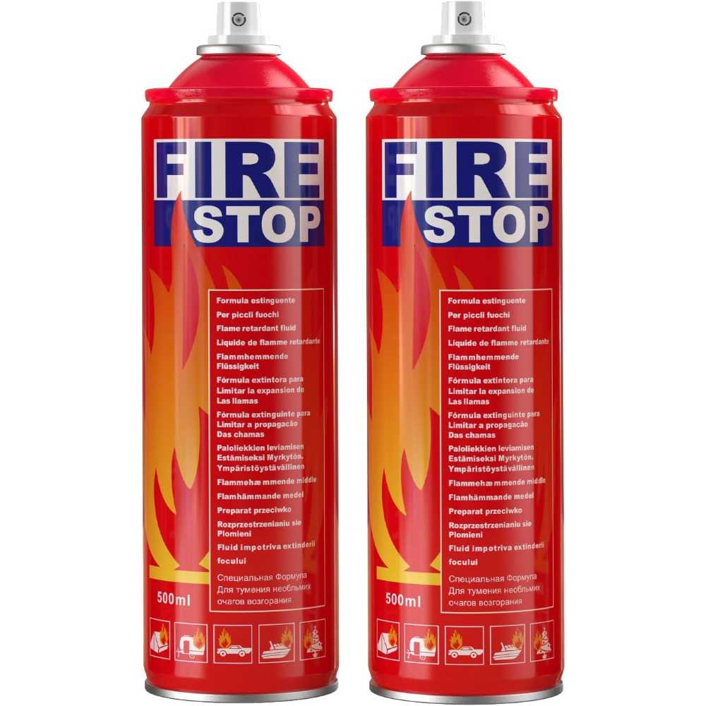 2-Pack AmzBoom Fire Extinguisher Spray w/ Mounting Brackets