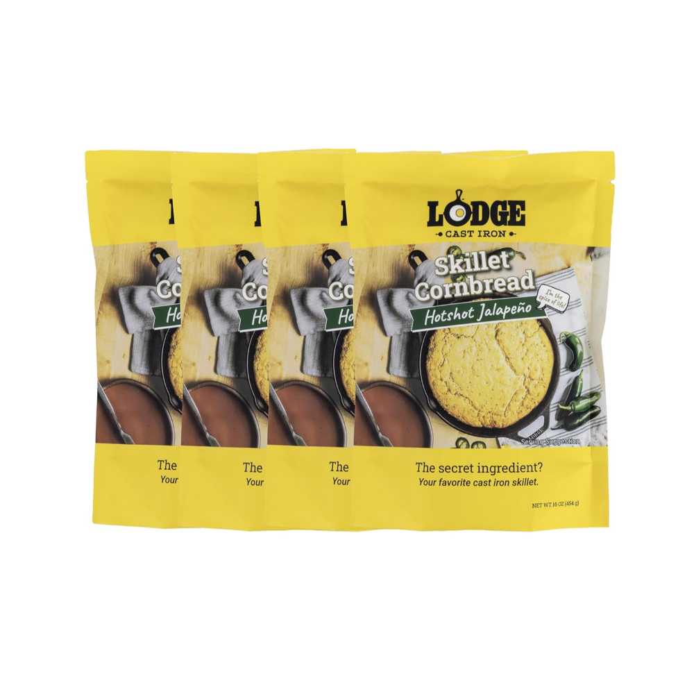 4-Pack Lodge Cast Iron Skillet Cornbread, 16 oz. (Hotshot Jalapeño)