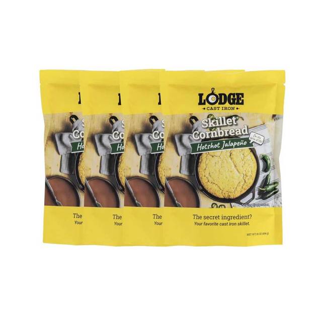4-Pack Lodge Cast Iron Skillet Cornbread, 16 oz. (Hotshot Jalapeño)
