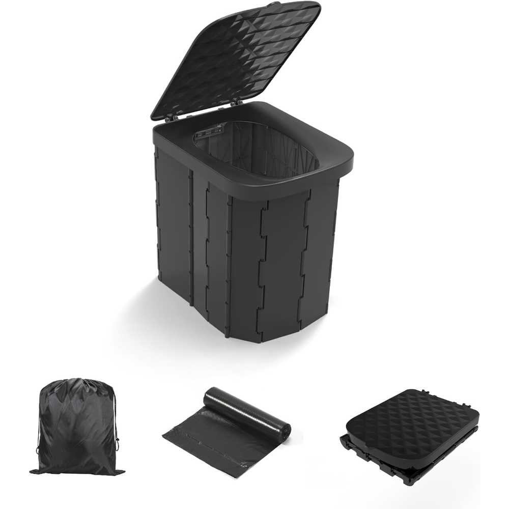 Hapoon XL Portable Folding Toilet w/ Lid