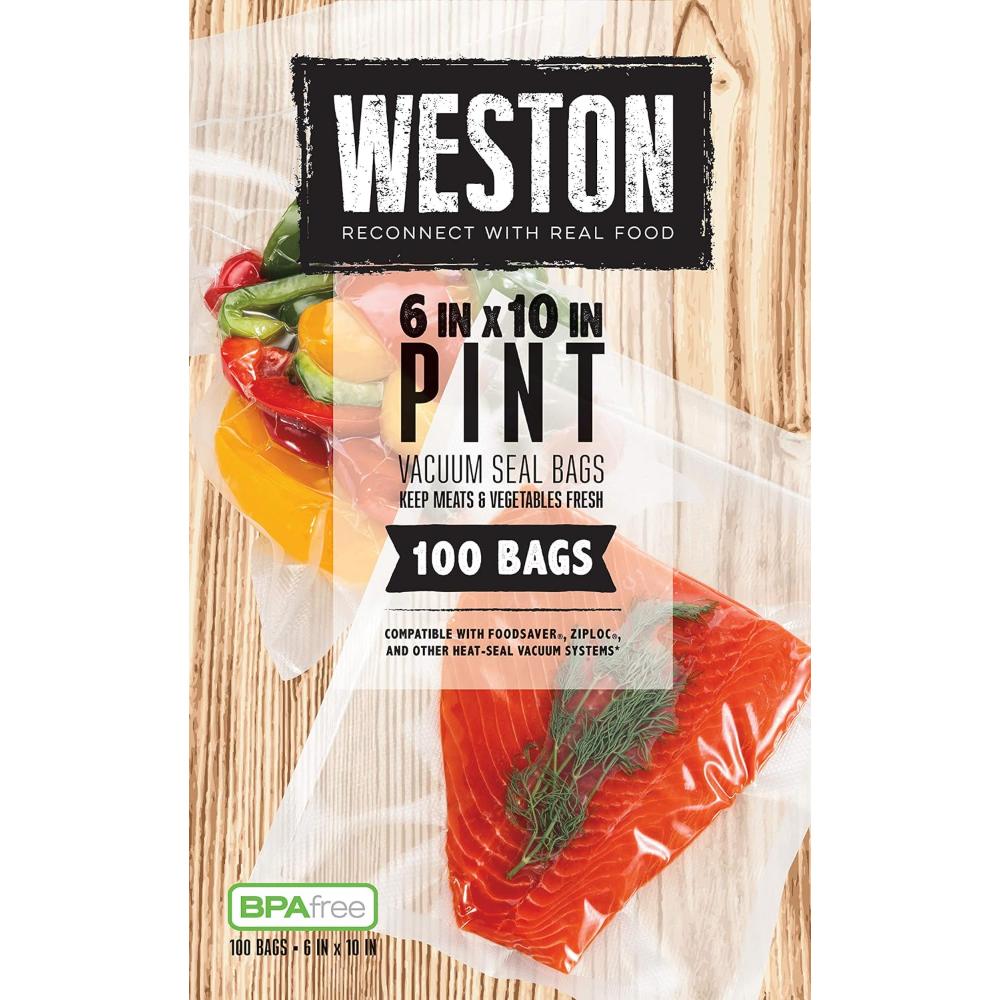 100-Pack Weston 6" x 10" Pint Vacuum Sealer Bags
