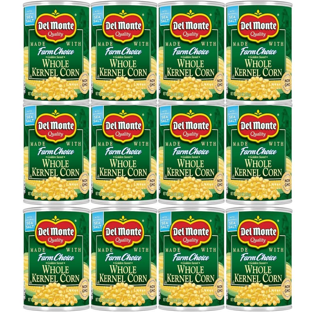 12-Pack Del Monte Canned Fresh Cut Whole Golden Sweet Kernel Corn, 15.25 oz.