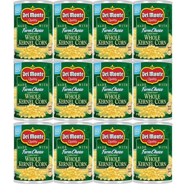 12-Pack Del Monte Canned Fresh Cut Whole Golden Sweet Kernel Corn, 15.25 oz.