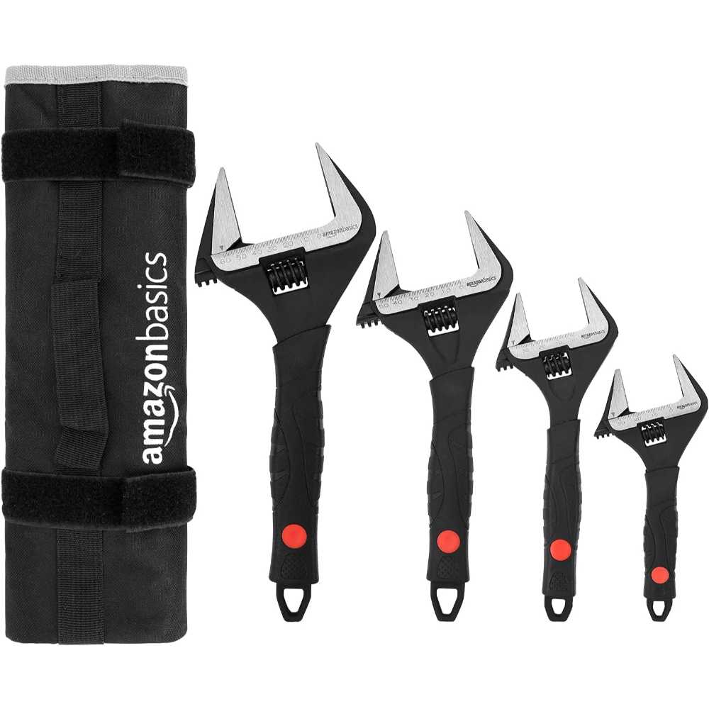 Amazon Basics 4-Piece Wide-Mouth Plumbing Wrench