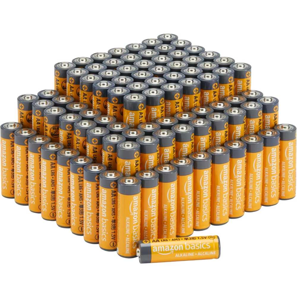 100-Pack Amazon Basics AA Alkaline Batteries
