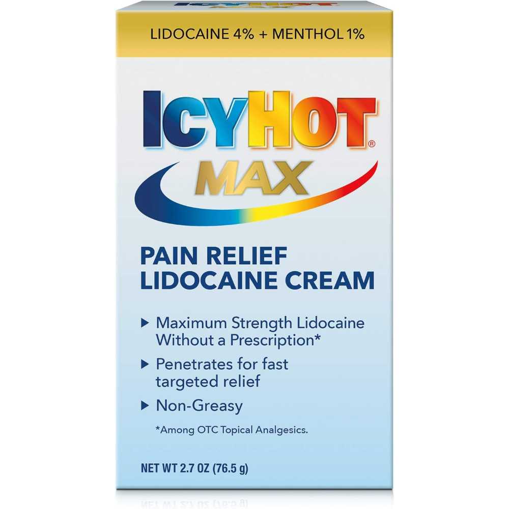 Icy Hot Max Strength Pain Relief Cream w/ Lidocaine Plus Menthol, 2.7 oz.