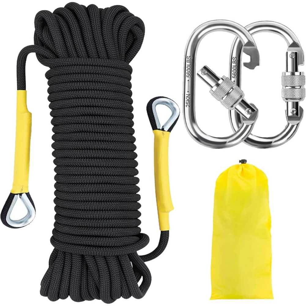 NTR 64' Static Climbing Rope w/ 2x Carabiners