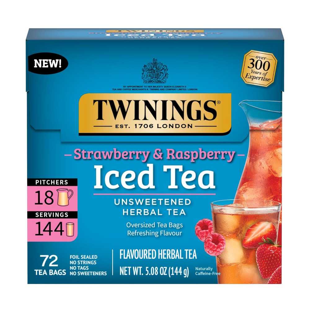 72-Pack Twinings Strawberry & Raspberry Herbal Iced Tea Oversized Tea Bags