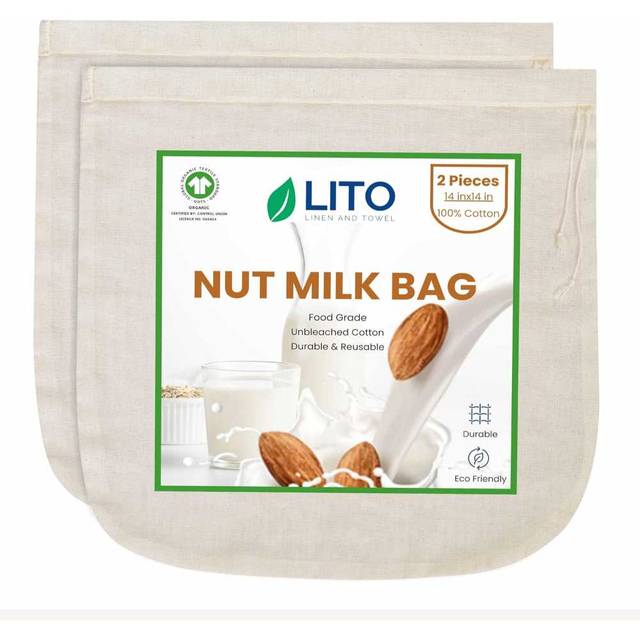 2-Pack Lito Multi-Purpose Cheesecloth Nut Milk Bag (14" x 14")