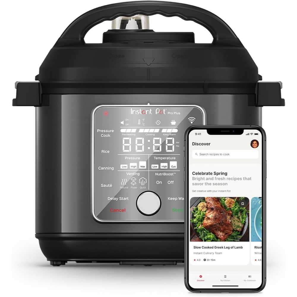 Instant Pot Pro Plus Wi-Fi Smart 10-in-1 Canning Pot, Pressure Cooker, Slow Cooker, Rice Cooker, Steamer, Sauté Pan, Yogurt Maker, Sous Vide