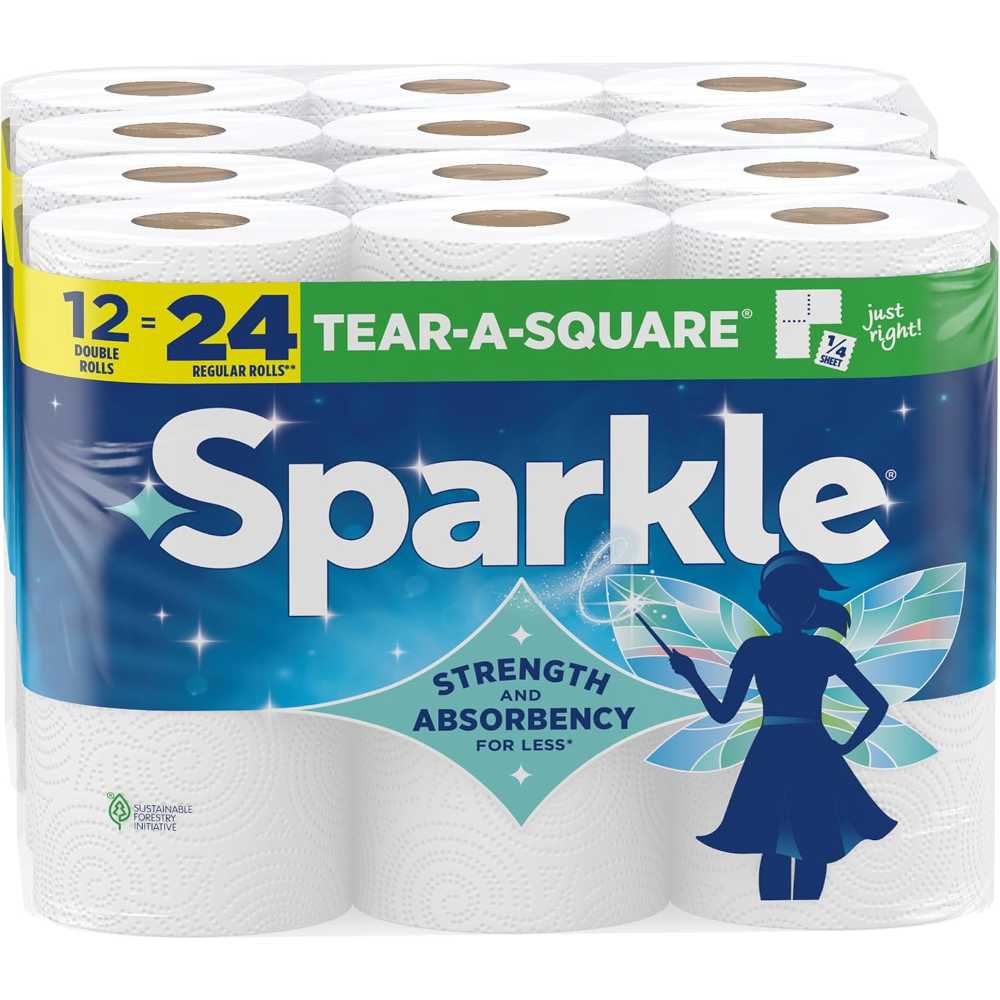 12-Pack Sparkle Tear-A-Square Double Roll Paper Towels
