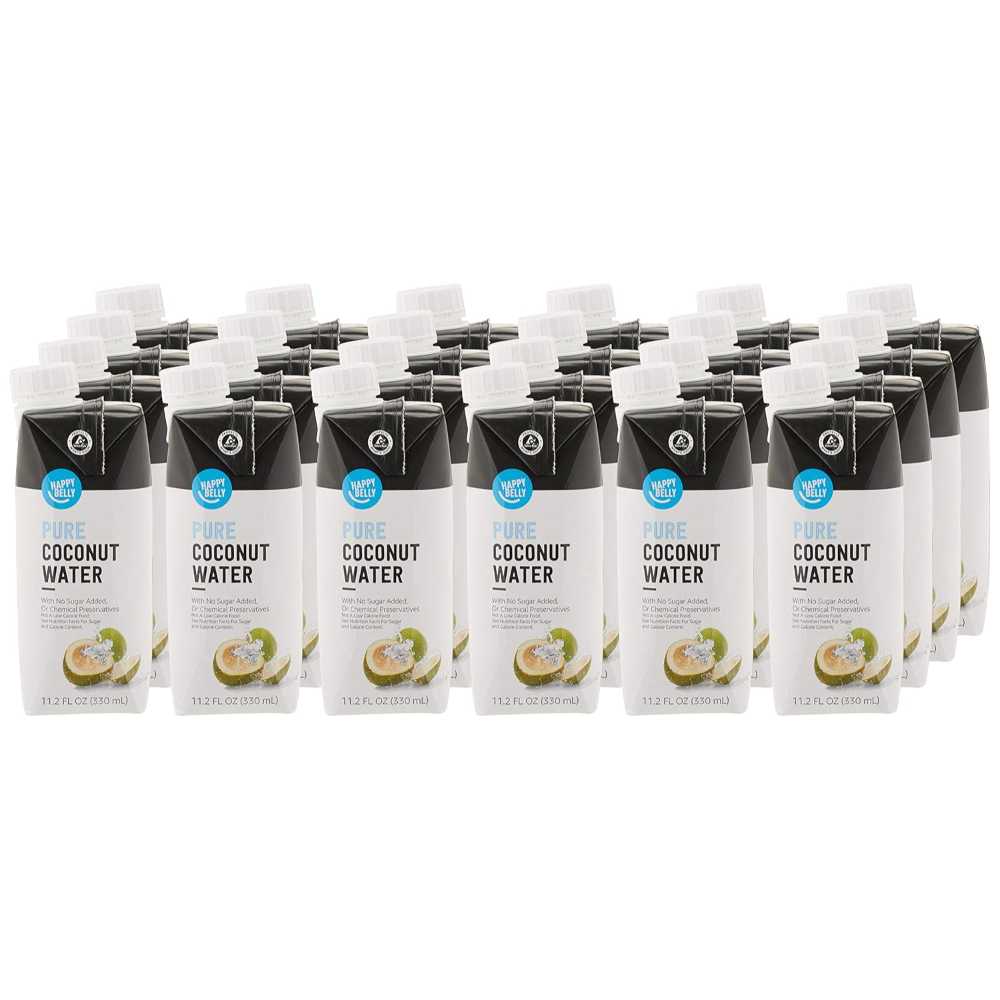 24-Pack Happy Belly Pure Coconut Water, 11.2 oz.