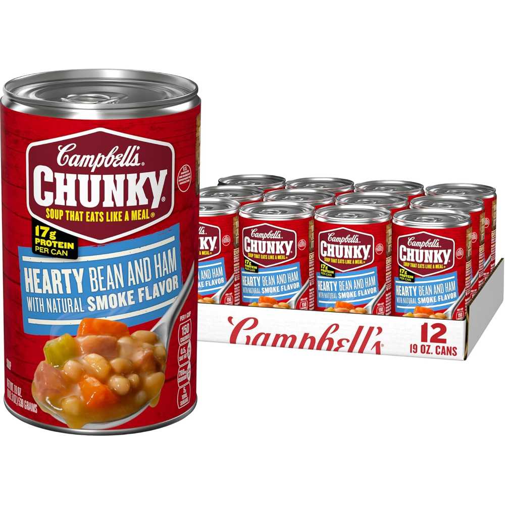 12-Pack Campbell’s Chunky Hearty Bean Soup w/ Ham, 19 oz.