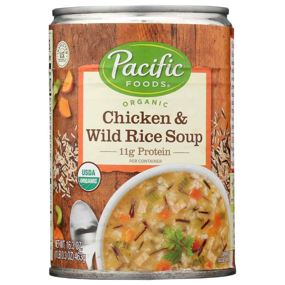 12-Pack Pacific Foods Organic Chicken & Wild Rice Soup, 16.3 oz. ($1.62/Can)