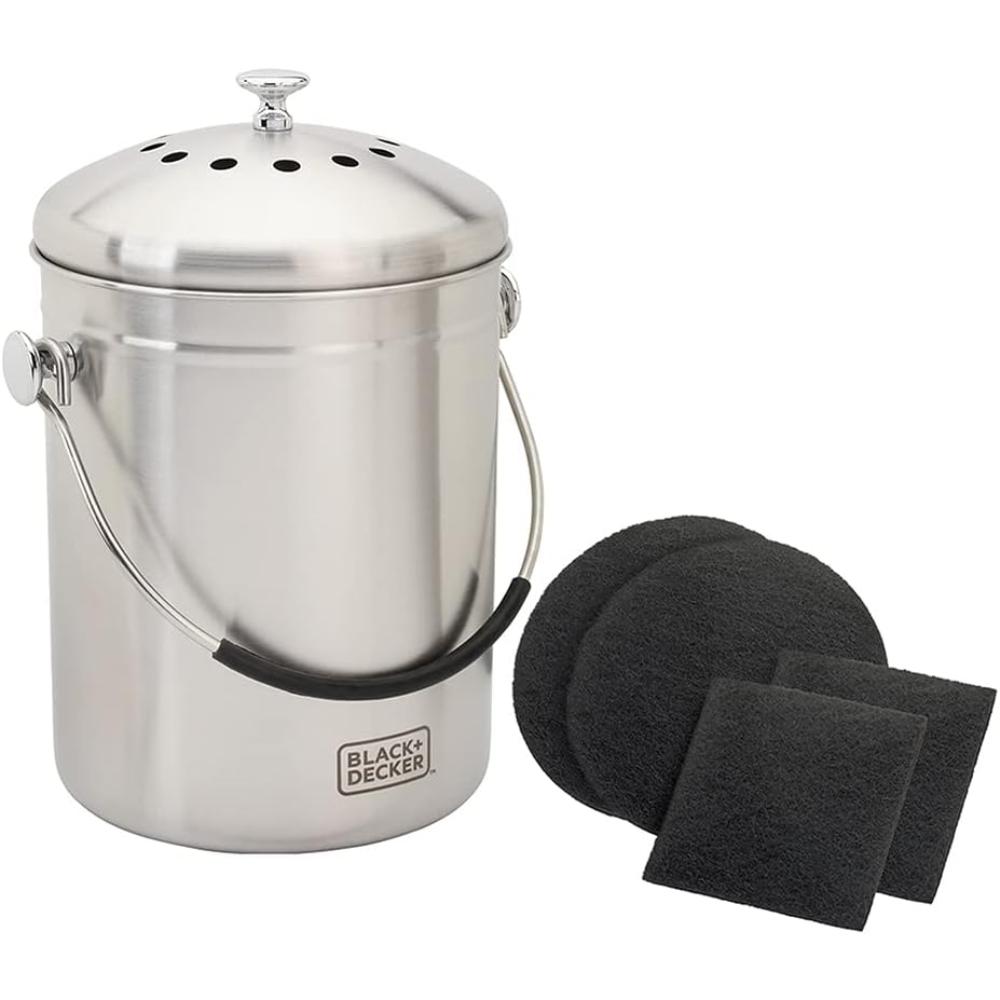 BLACK+DECKER 166 oz. Stainless Steel Compost Bin