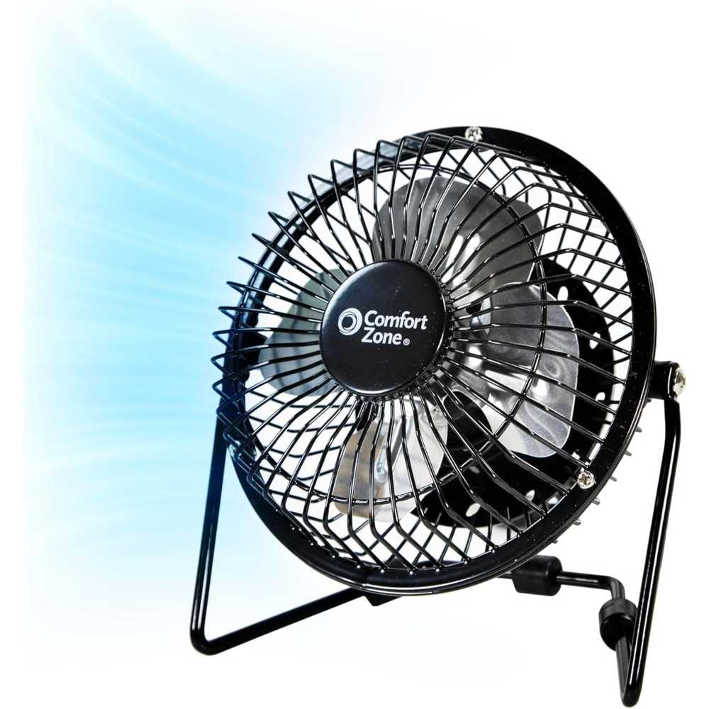 Comfort Zone 4" All-Metal Desk Fan w/ USB or Power Cord