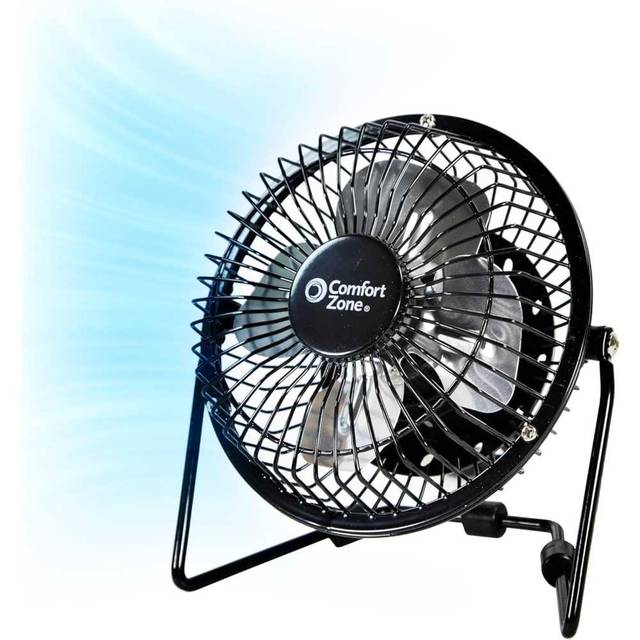 Comfort Zone 4" All-Metal Desk Fan w/ USB or Power Cord