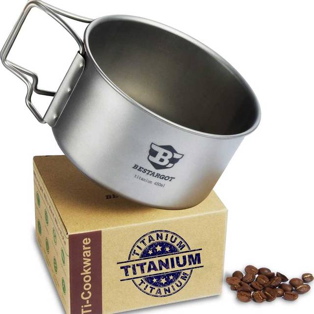 Bestargot Ultralight 450ml Titanium Camping Pot