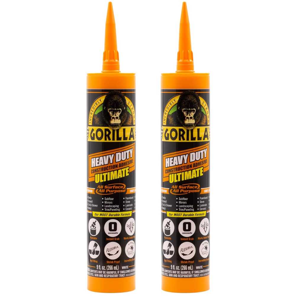 2-Pack Gorilla Heavy Duty Ultimate Construction Adhesive, 9 oz.
