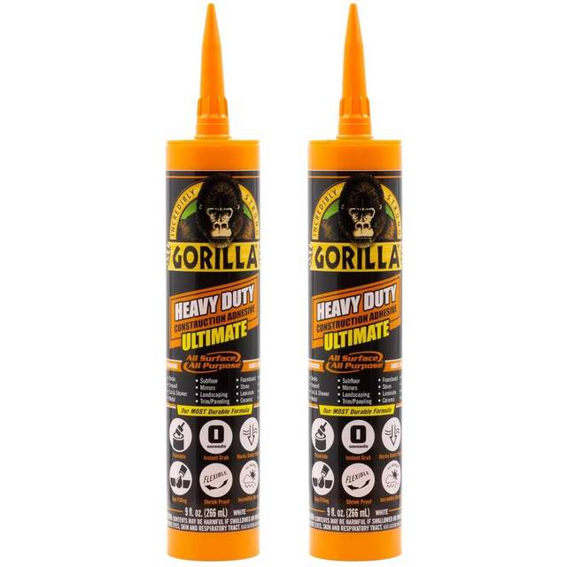 2-Pack Gorilla Heavy Duty Ultimate Construction Adhesive, 9 oz.