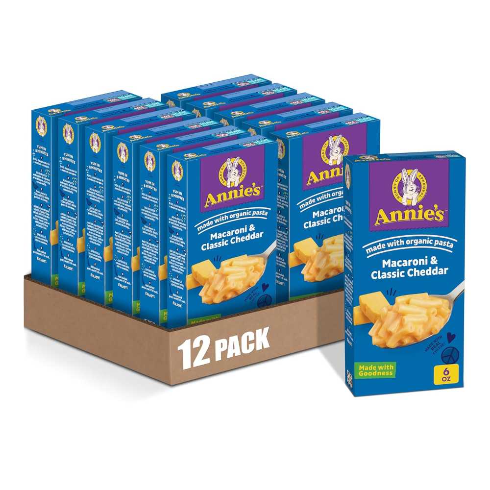 12-Pack Annie’s Classic Cheddar Macaroni & Cheese w/ Organic Pasta, 6 oz.