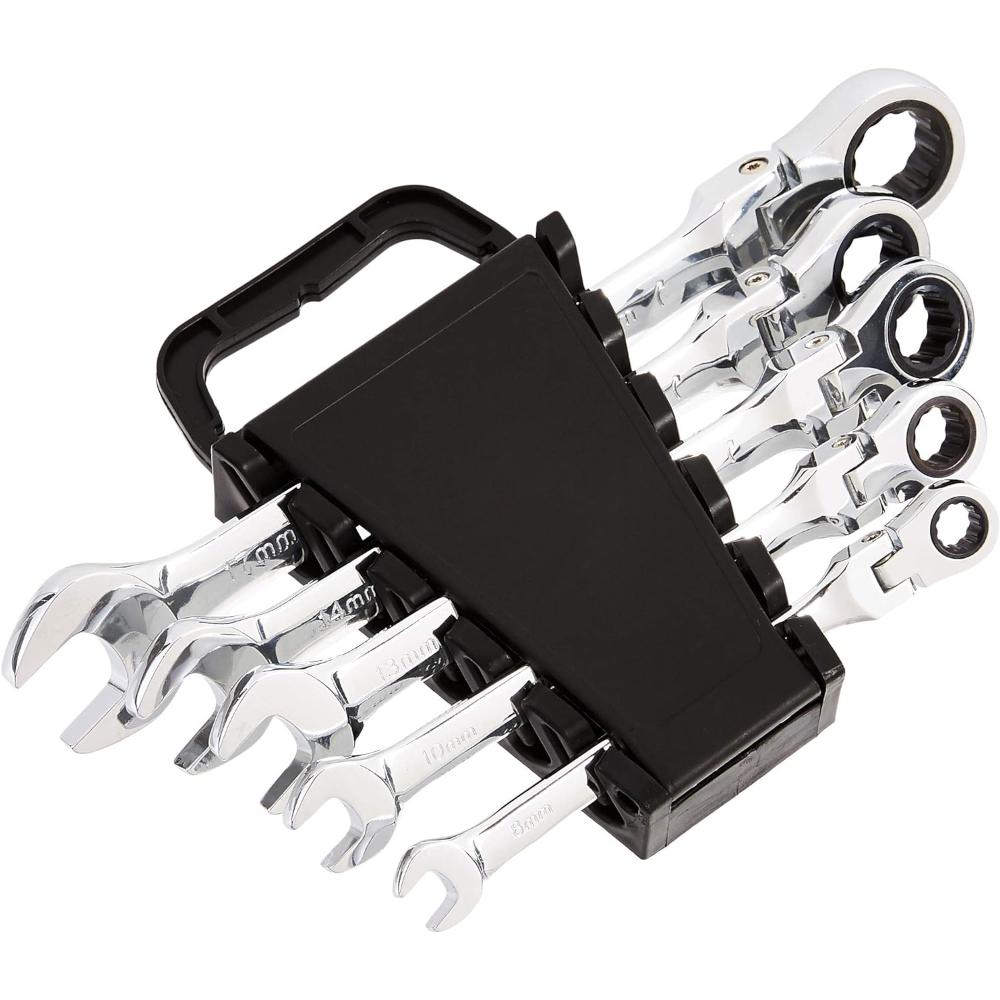 Amazon Basics 5-Piece Flexible Ratcheting Metric Wrench Set