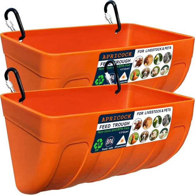 2-Pack Apricock 5.5 Qt. Feed Trough for Livestock/Chickens