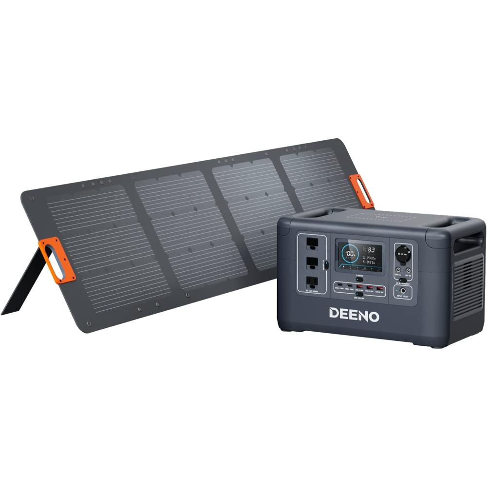 Deeno 1500W/1036Wh LiFePO4 Power Station + 200W Solar Panel