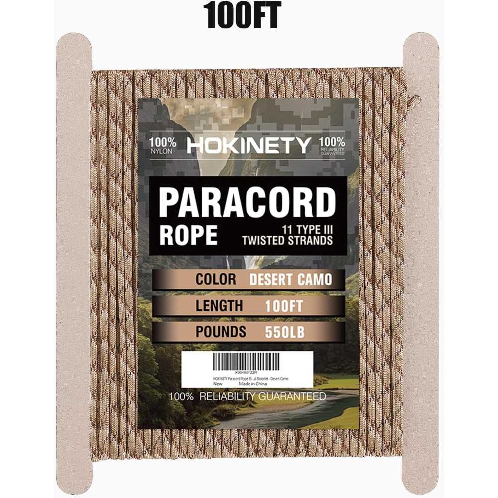 Hokinety 100' 550 lb. Paracord (Desert Camo)