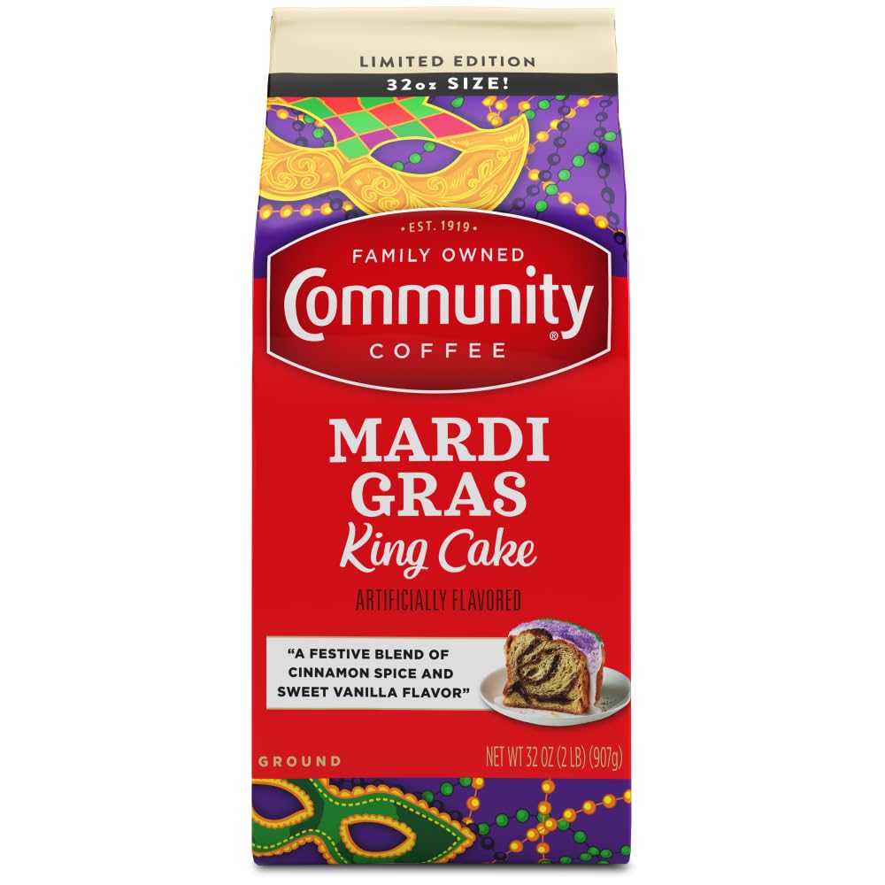 Community Coffee Medium Roast Ground Coffee, 32 oz. (Mardi Gras King Cake)